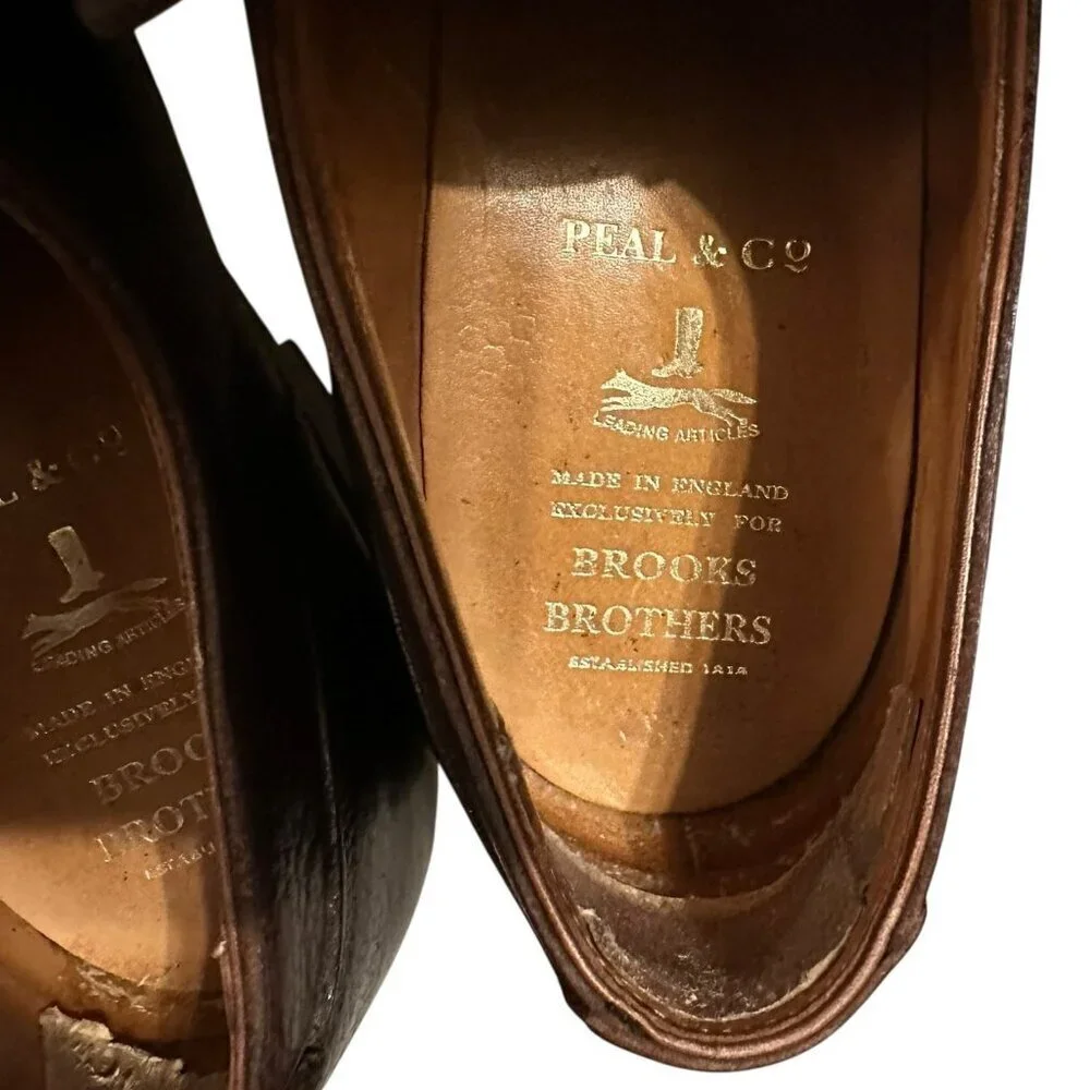 Brooks Brothers Peal & Co Brown Grain Alogonquin Leather Oxford Shoes Size 8.5 D